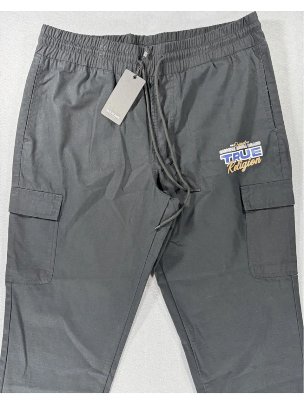 True Religion Jet Black Ripstop Jogger XL with Hook and Loop Pockets